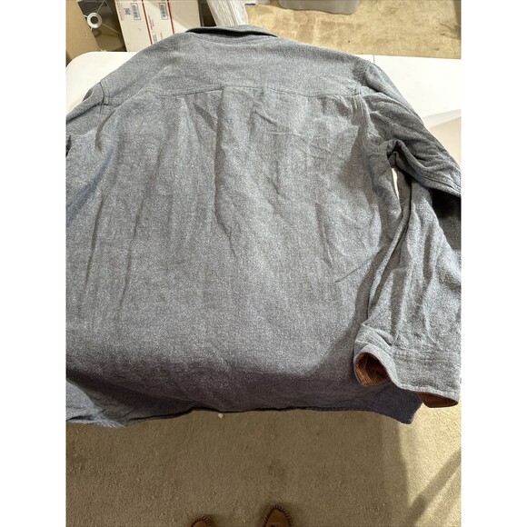 Work n Sport XL Gray Flannel Shirt Jacket Button Up Corduroy Trim - Picture 5 of 5